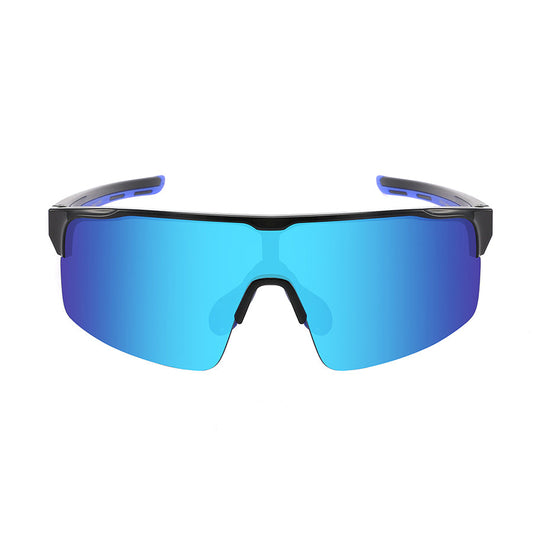 HALF FRAME SPORTS SHIELD UNISEX COLOR MIRROR SUNGLASSES 55712/RV