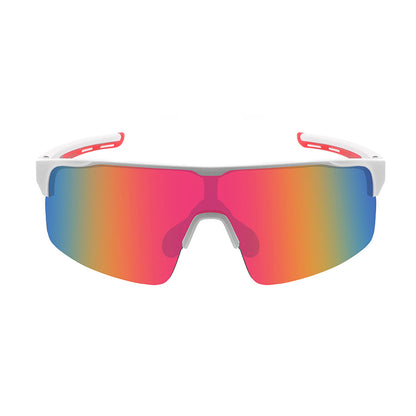 HALF FRAME SPORTS SHIELD UNISEX COLOR MIRROR SUNGLASSES 55712/RV
