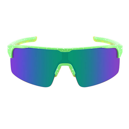 HALF FRAME SPORTS SHIELD UNISEX COLOR MIRROR SUNGLASSES 55712PD/RV