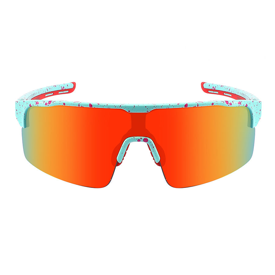 HALF FRAME SPORTS SHIELD UNISEX COLOR MIRROR SUNGLASSES 55712PD/RV
