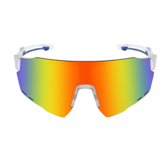 HALF FRAME SPORTS SHIELD UNISEX COLOR MIRROR SUNGLASSES 55716LTT/RV