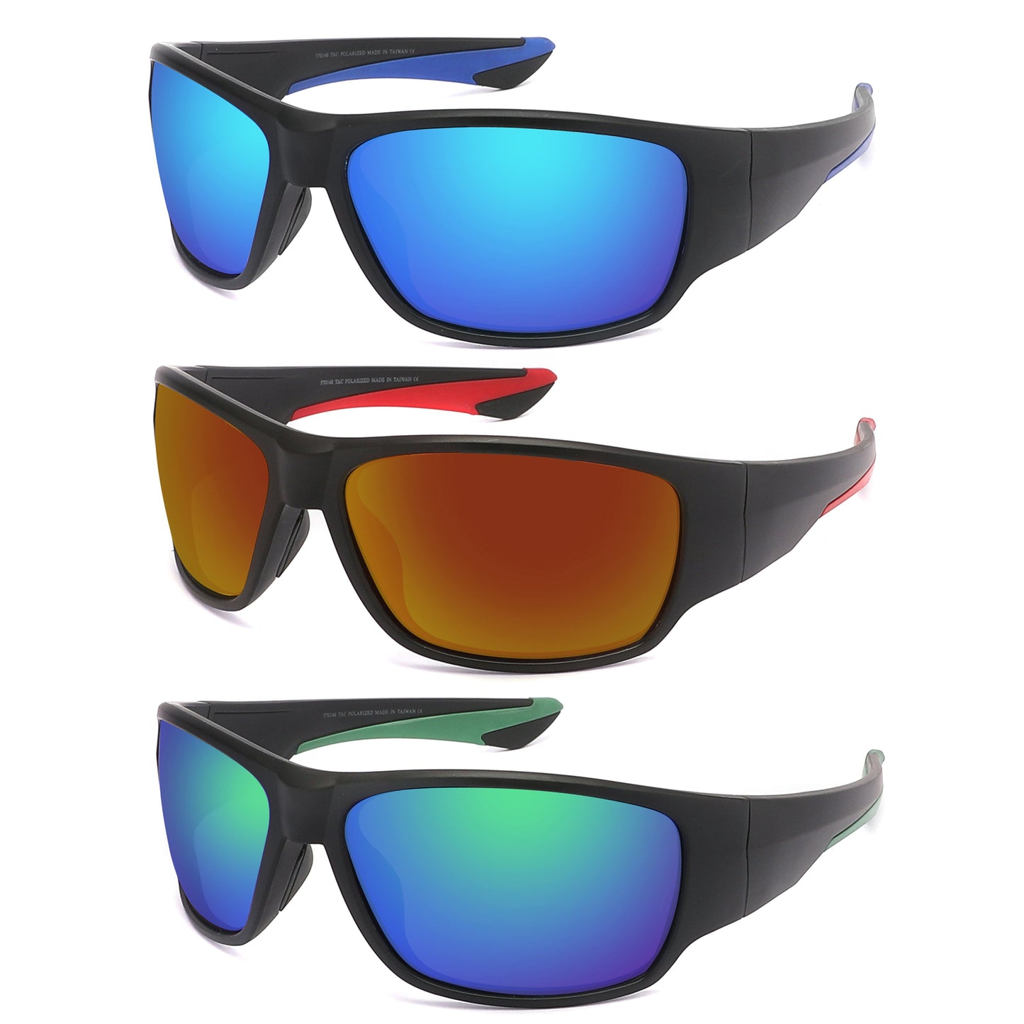 POLARIZED COLOR MIRROR SPORT WRAP BULK SUNGLASSES WHOLSALE 570148/PRV