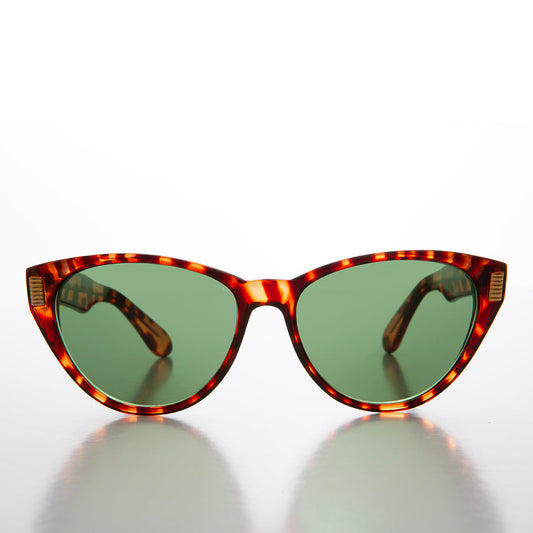 80s Cat Eye Sunglass with Gold Accents - Juno