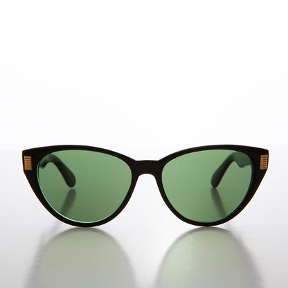 80s Cat Eye Sunglass with Gold Accents - Juno